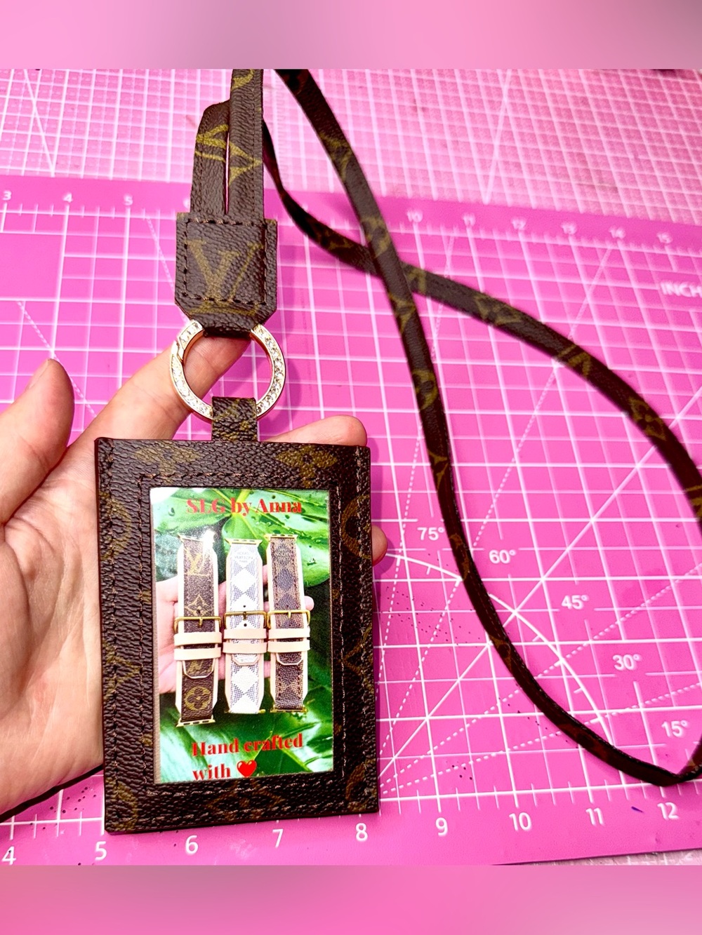 🤎🩷 LV Monogram Custom Lanyard ID Holder handmade